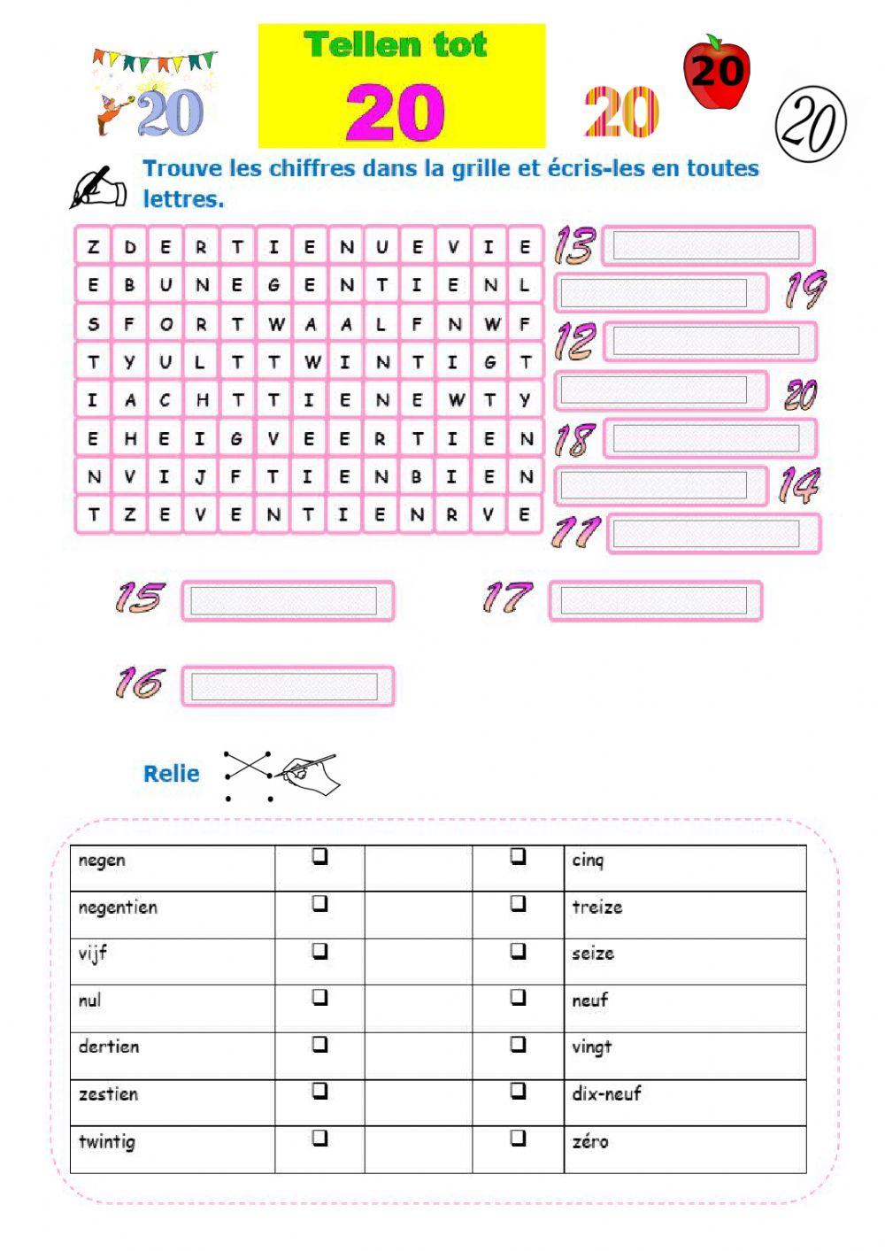 Getallen van 1 tot 20