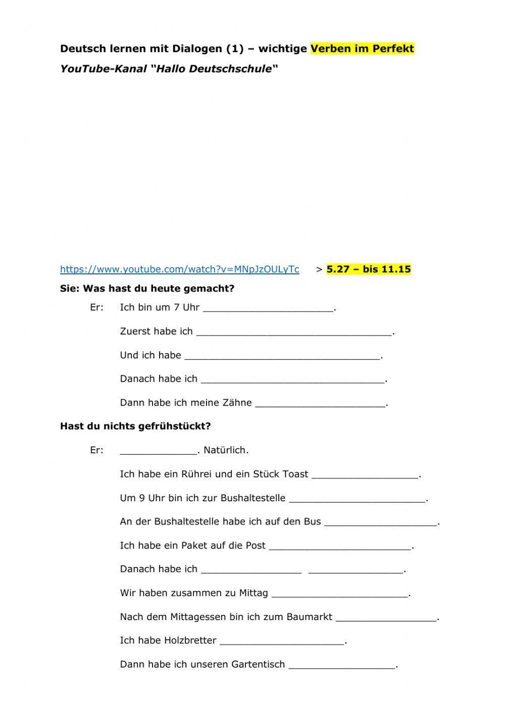 Deutsch lernen mit Dialogen - Perfekt