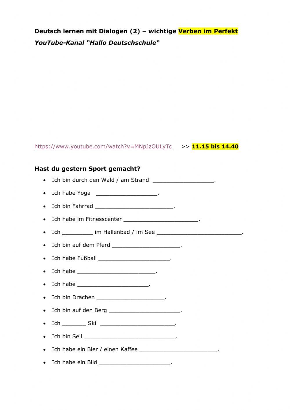 Deutsch lernen mit Dialogen - Perfekt (Teil 2)