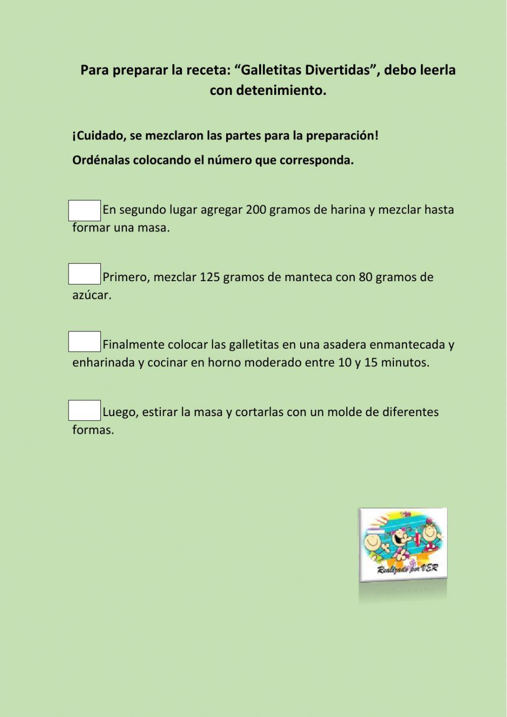 Verbos- Ordena la receta