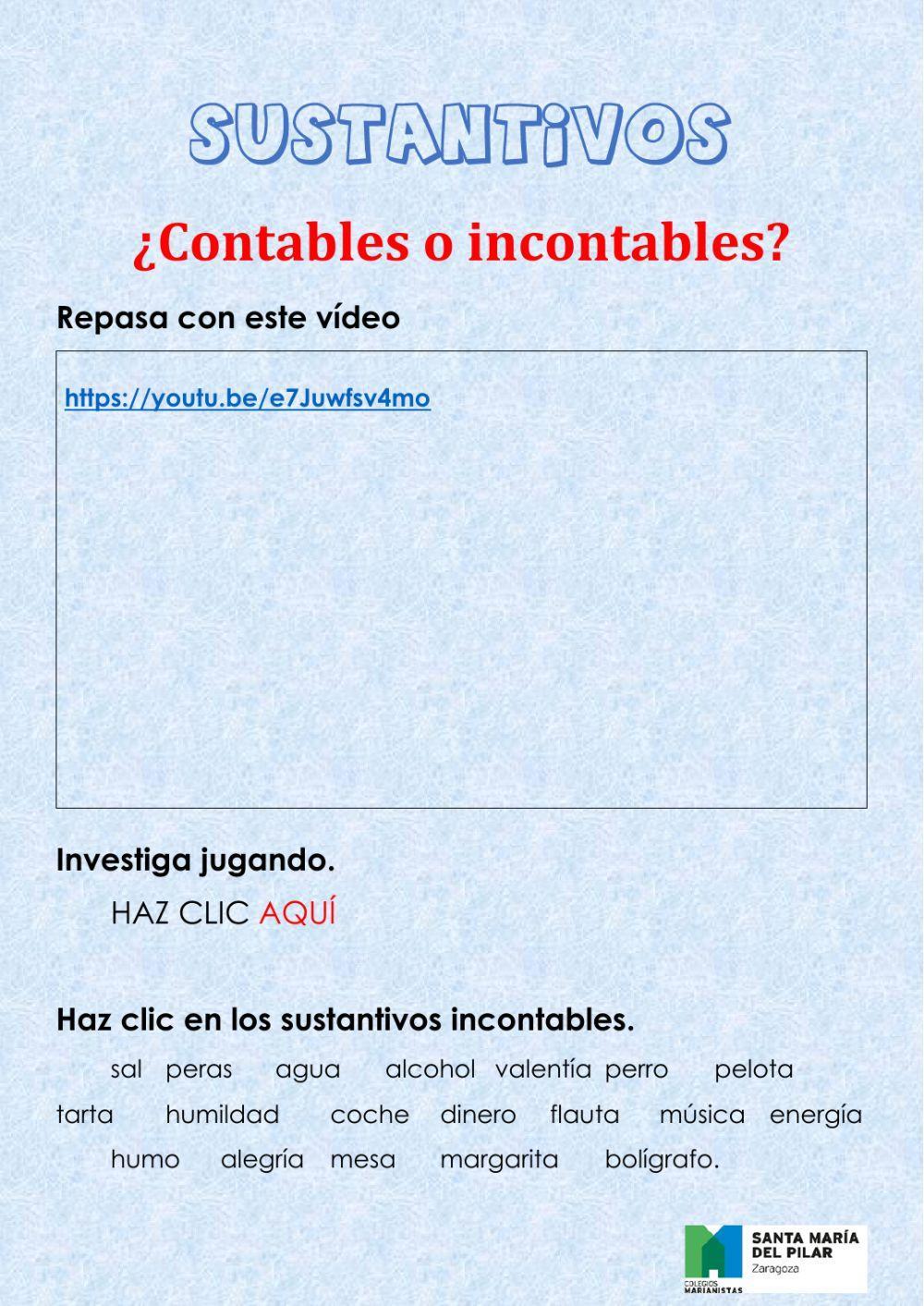 Sustantivos contables e incontables