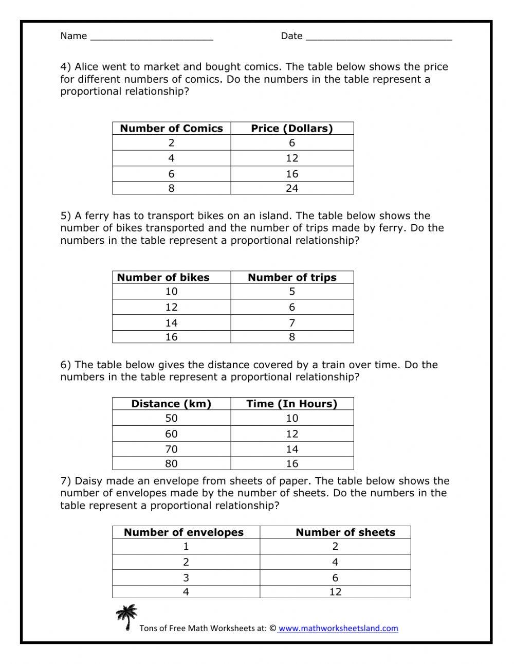 7RP2 Identifying Proportional Relationships online exercise for