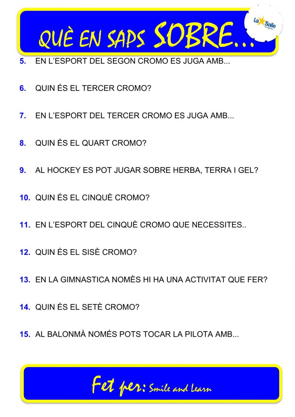 Que saps sobre....Esports II CI