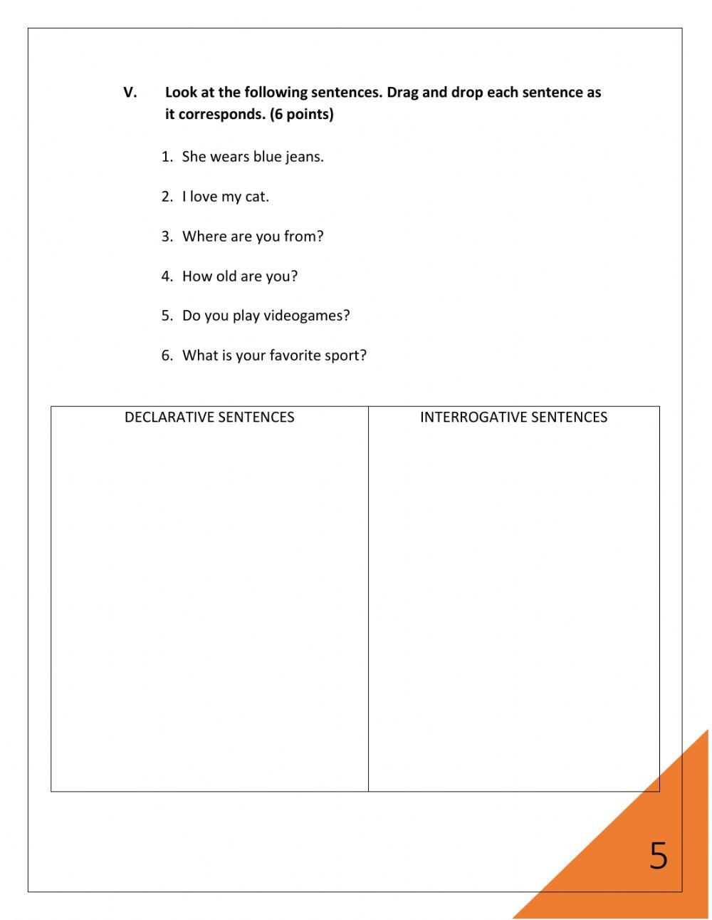 Grammar Exam 4th Grade