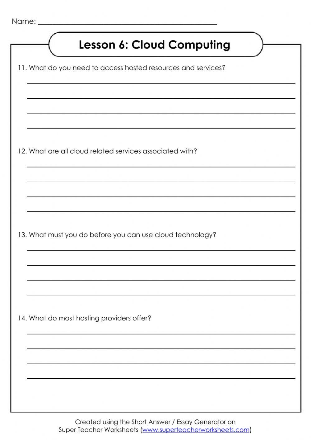 Lesson 6: Cloud Computing