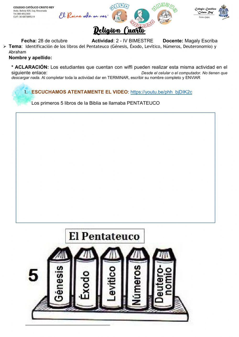 2 - 4to A - Formación Religiosa Identificación de los libros del Pentateuco y Abraham.pdf