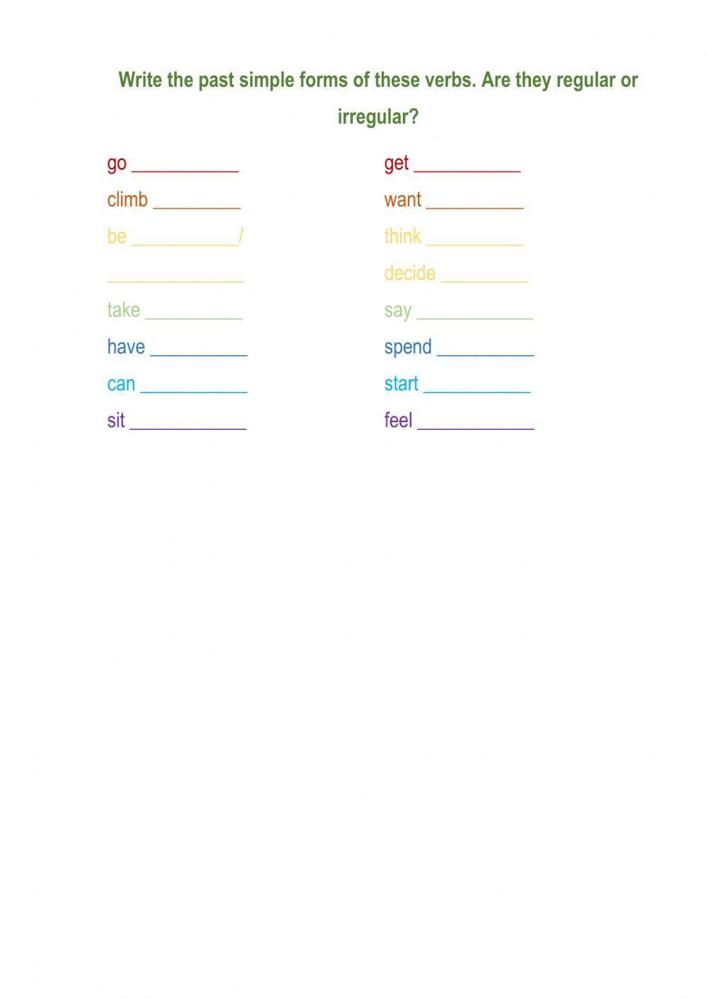 Regular and irregular verbs