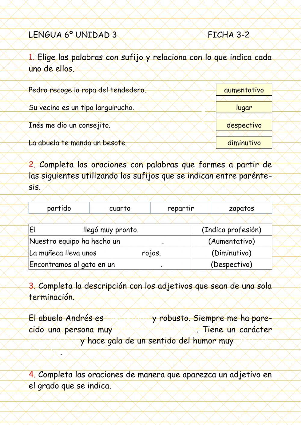 Ficha 3-2 Lengua 6º