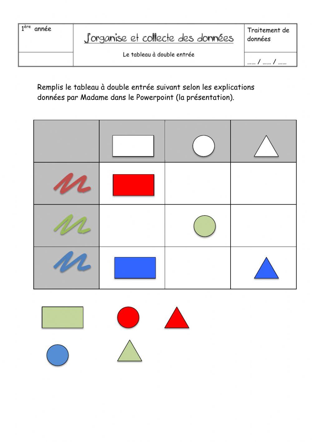 Tableau à Double Entrée Exercices Tableau à double entrée interactive worksheet | Live Worksheets