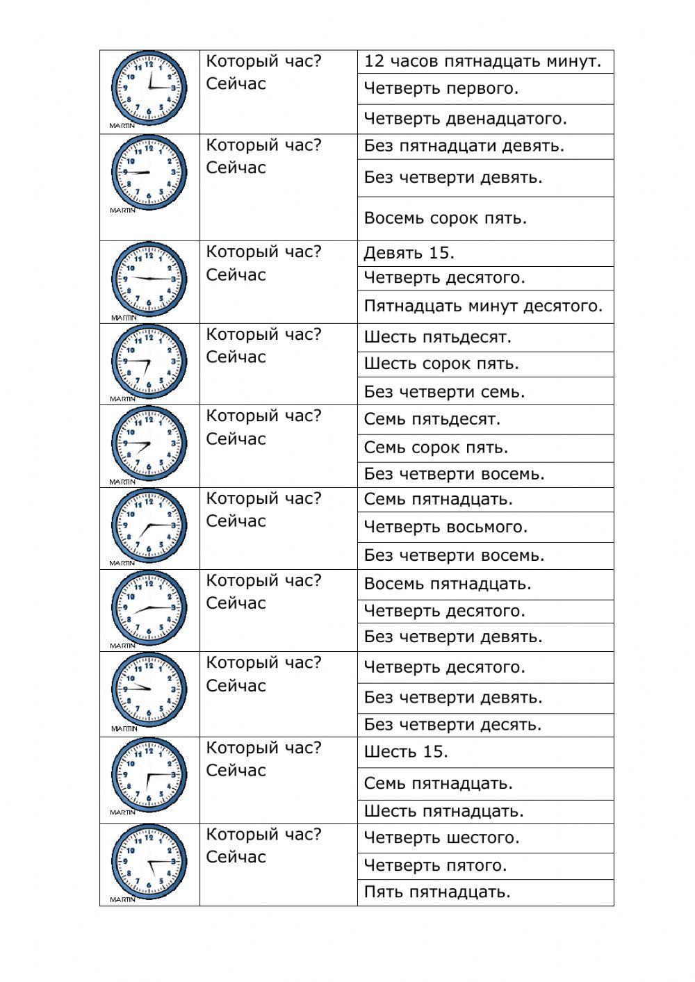584230 | Который час | Olga Procuna | LiveWorksheets