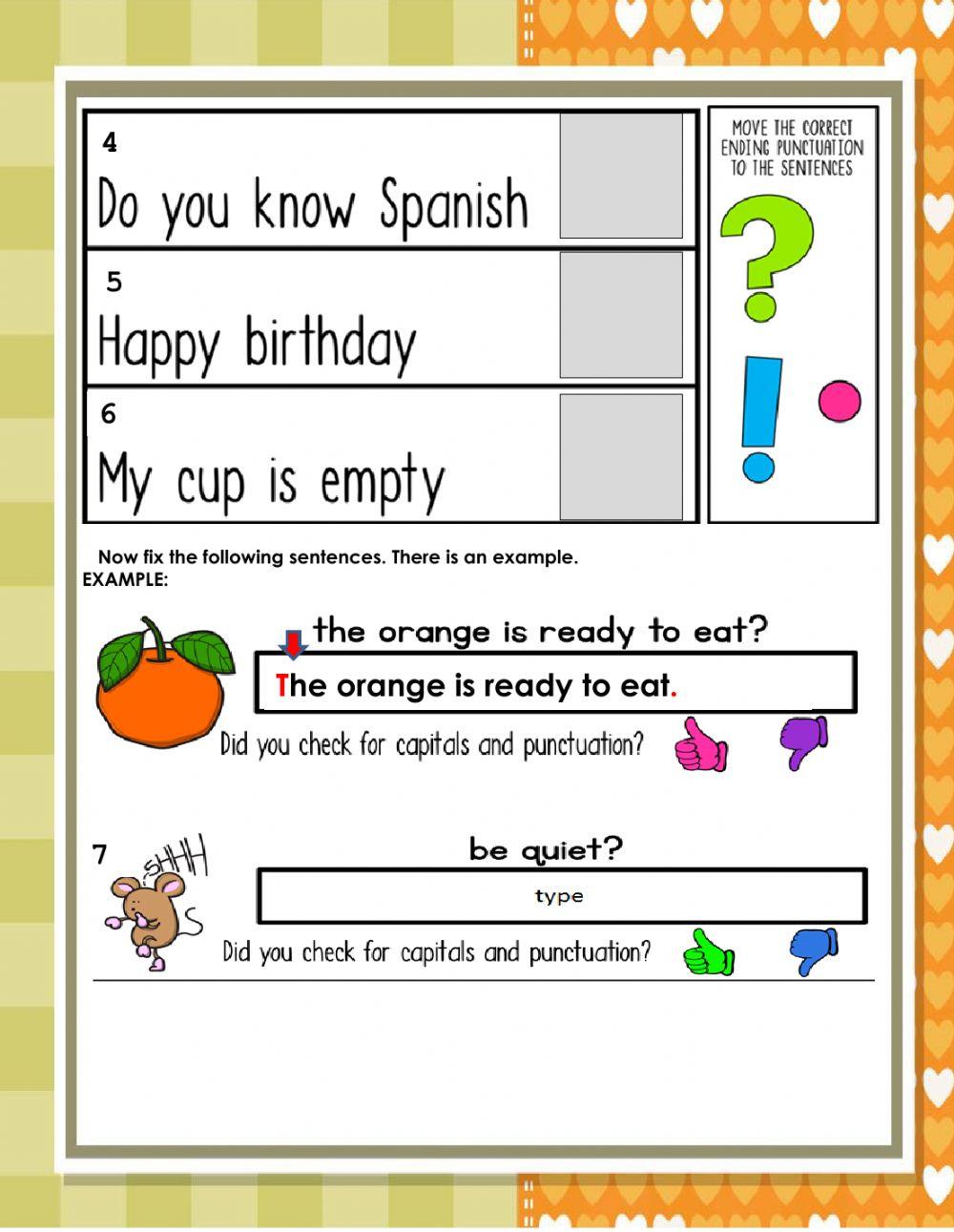 Assessment - 4 End punctuation, prepositions and adjectives