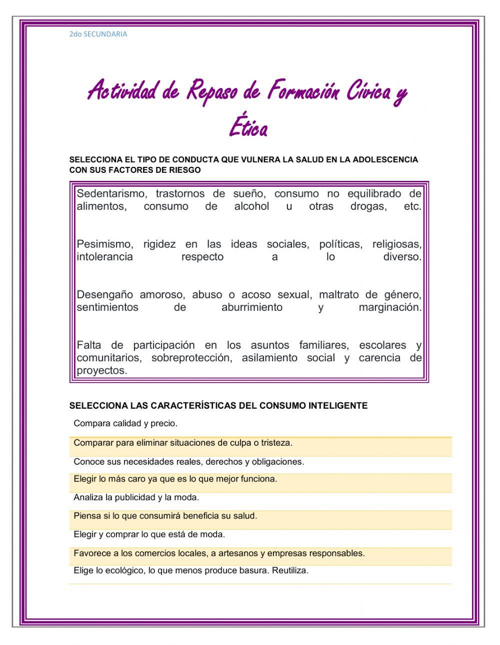 Repaso de Formación Cívica y Ética