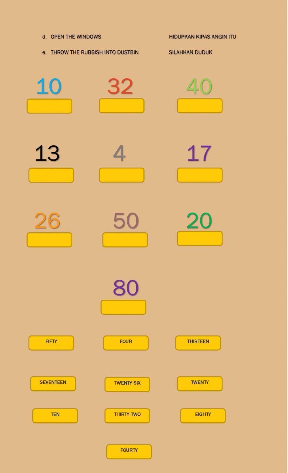 Command, preposition and number