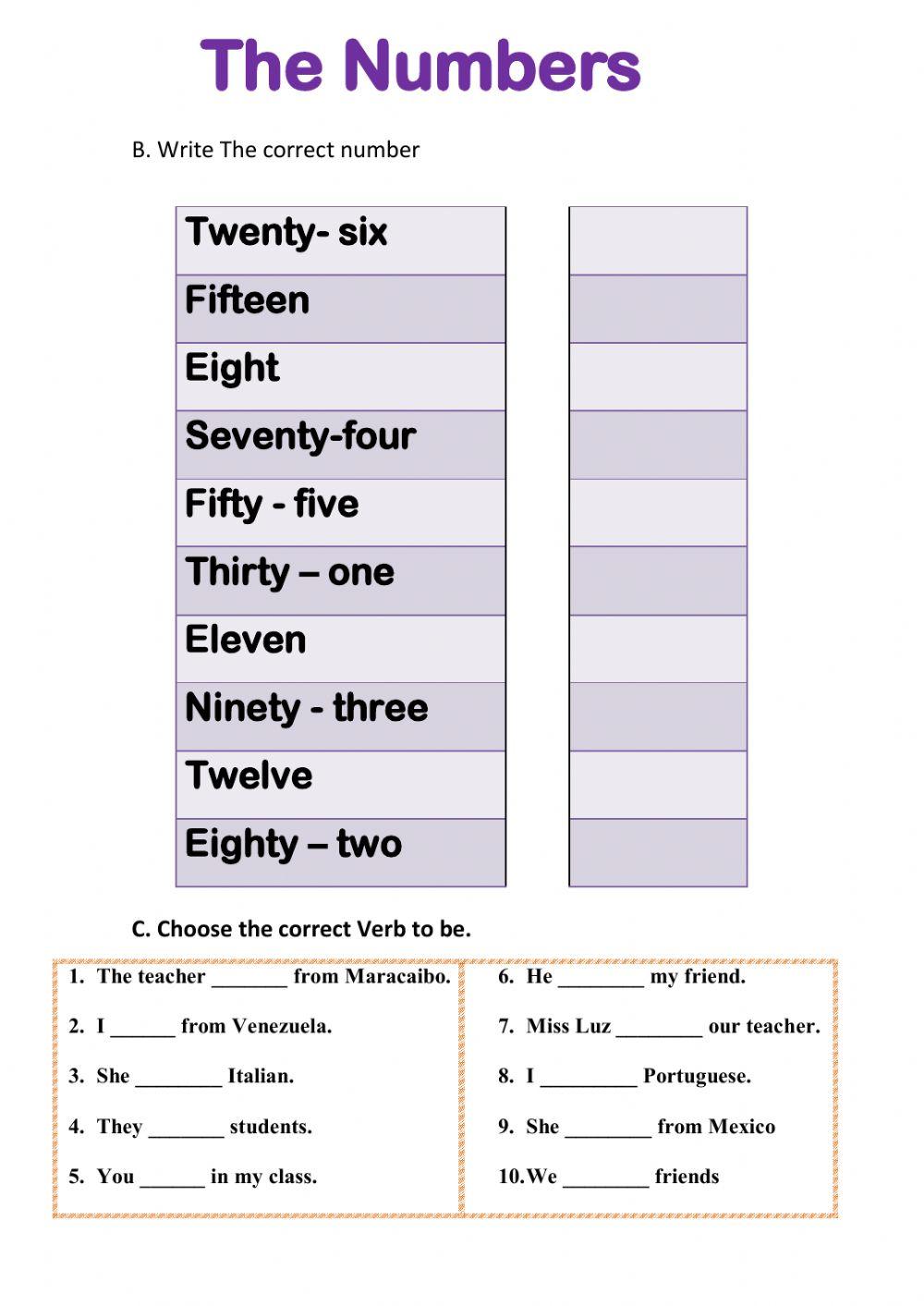 Nationalities, Numbers, Verb to be