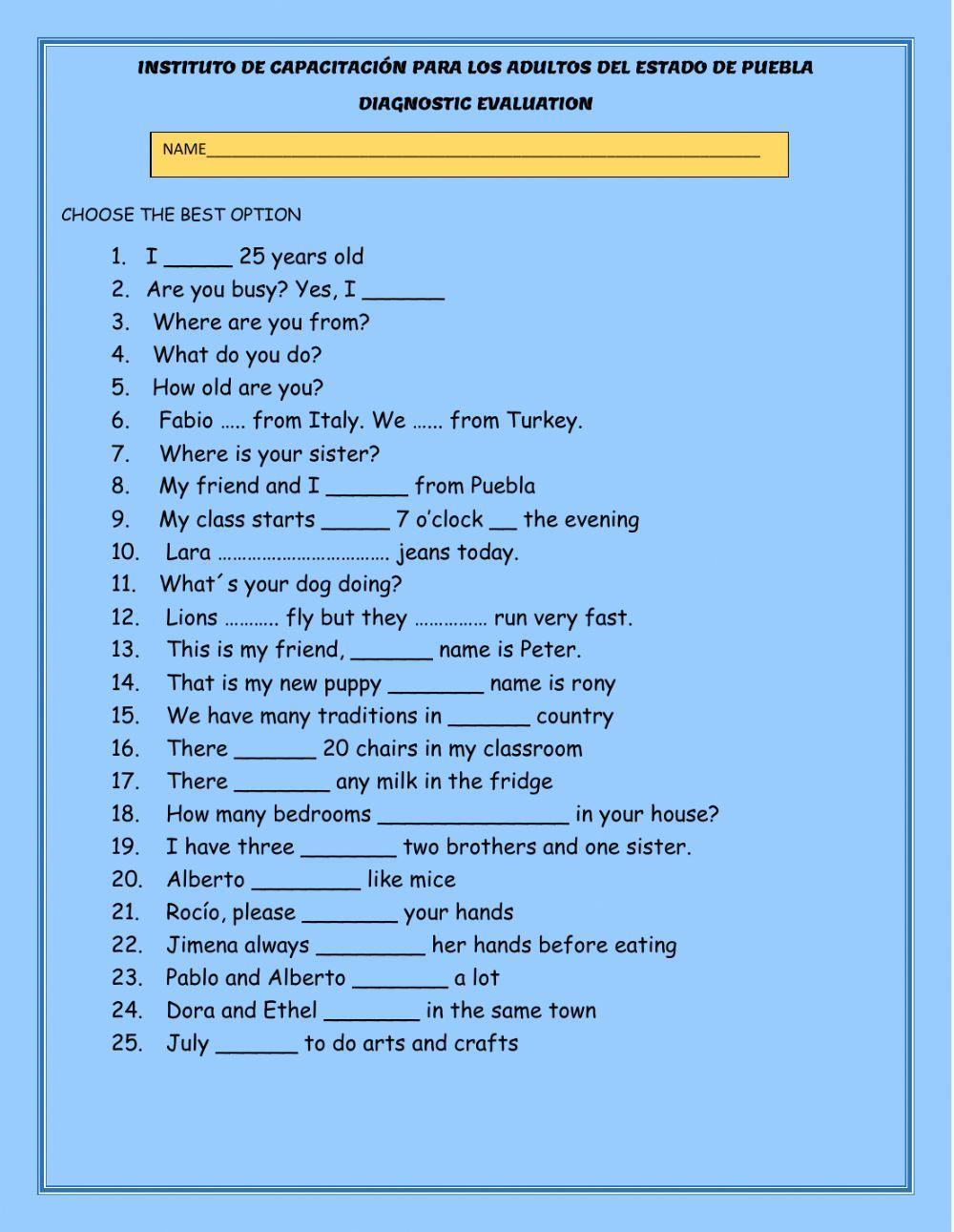 Diagnostic evaluation