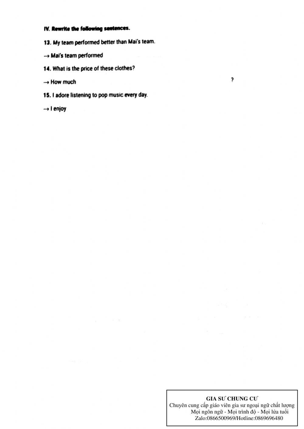 Lớp 8 - Kiểm tra 15 phút lần 1(unit 123)