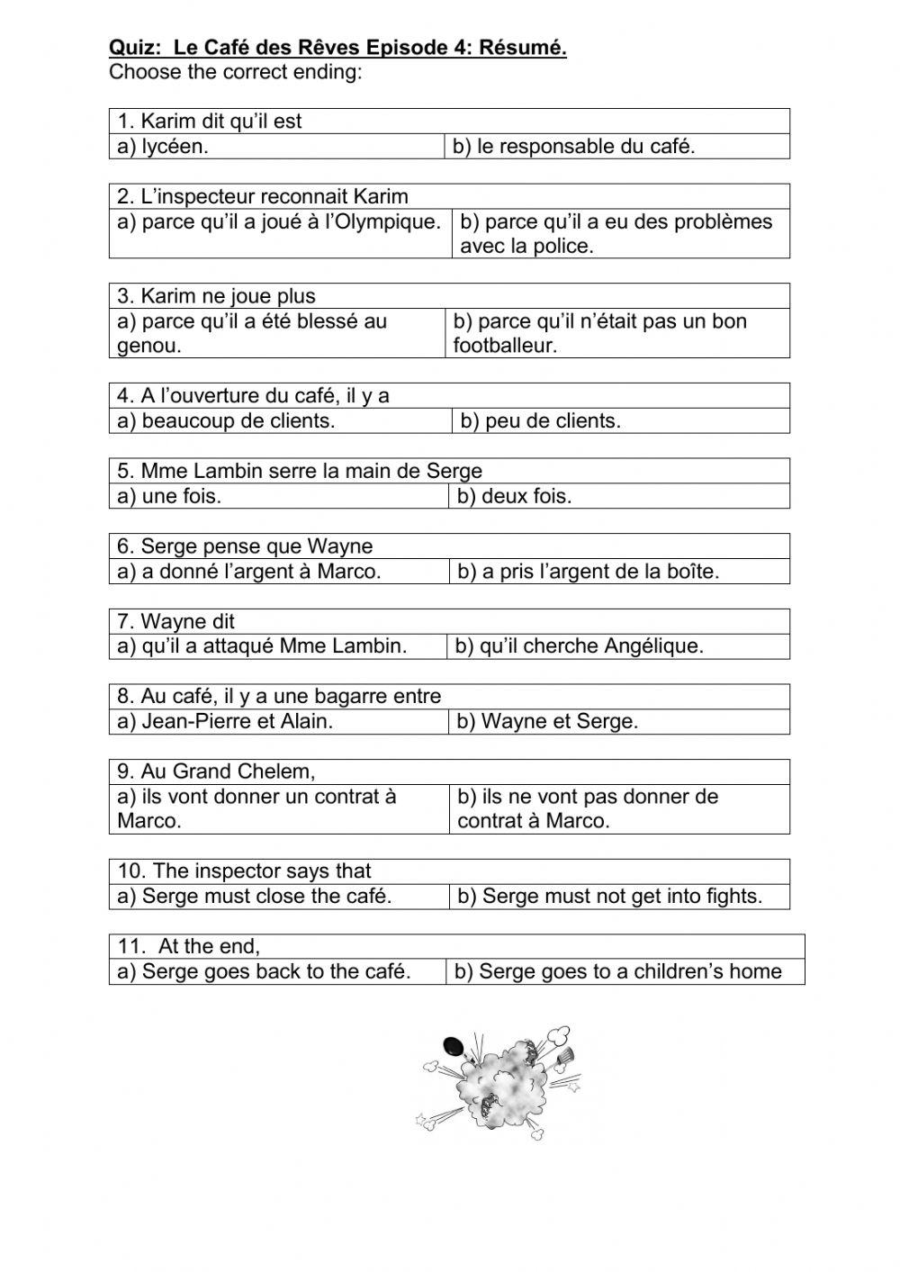 Quiz- Le cafe des Reves Episode 4