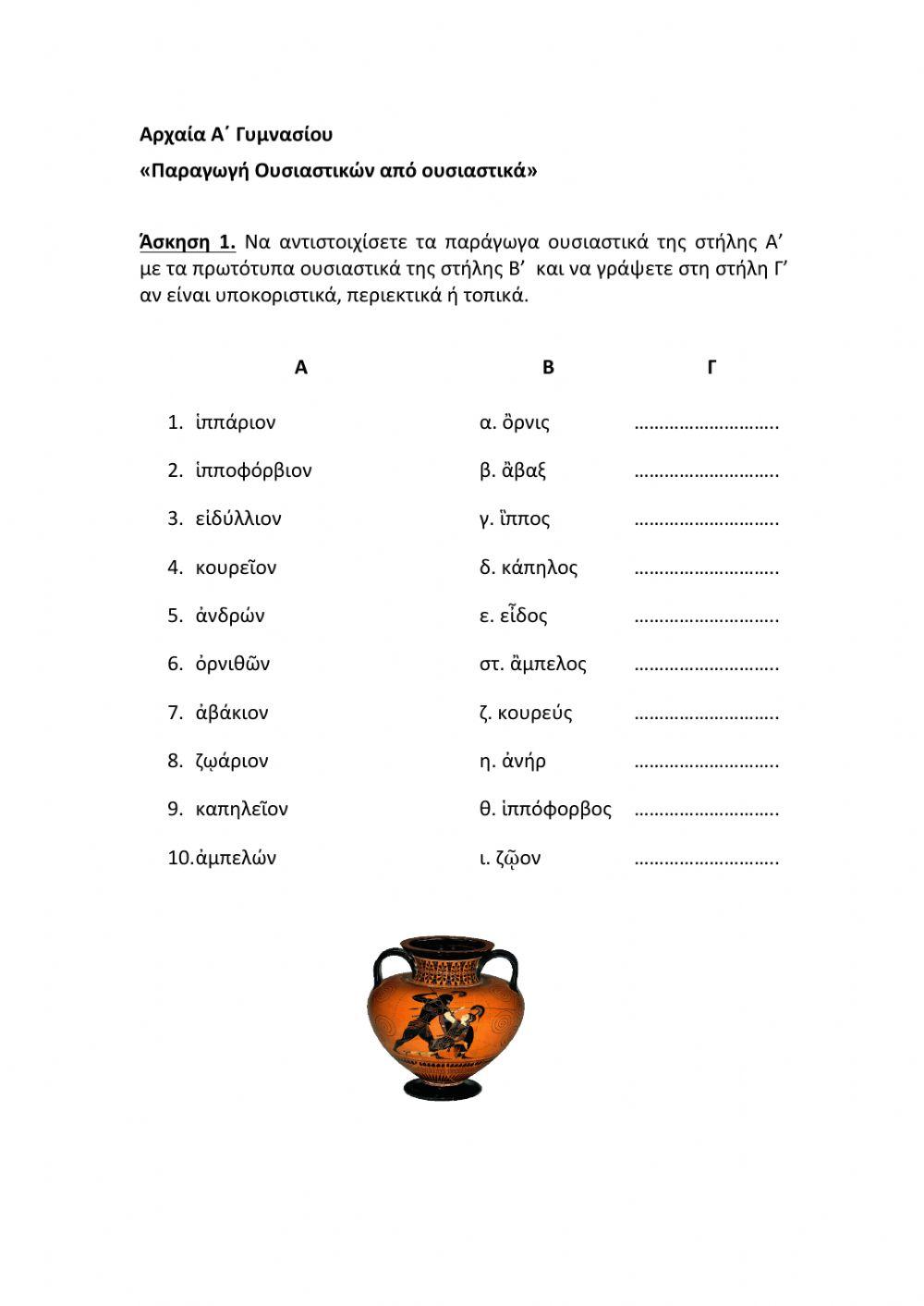 Παραγωγή ουσιαστικών