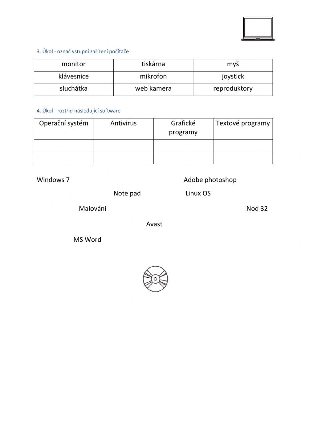 Pracovní list - Hardware Software