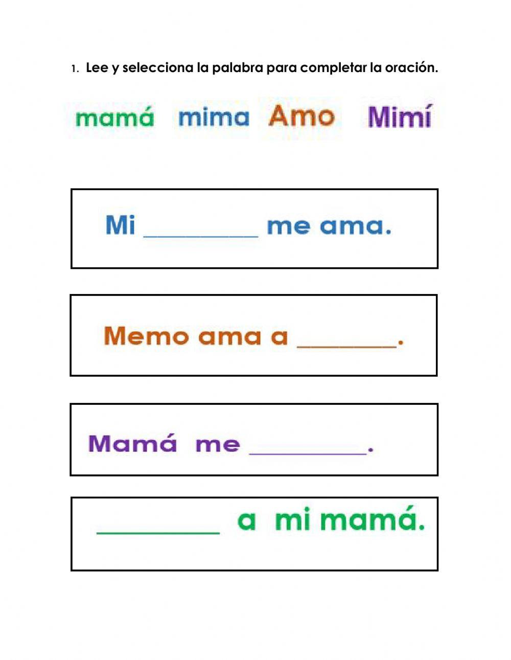 Lectura de oraciones