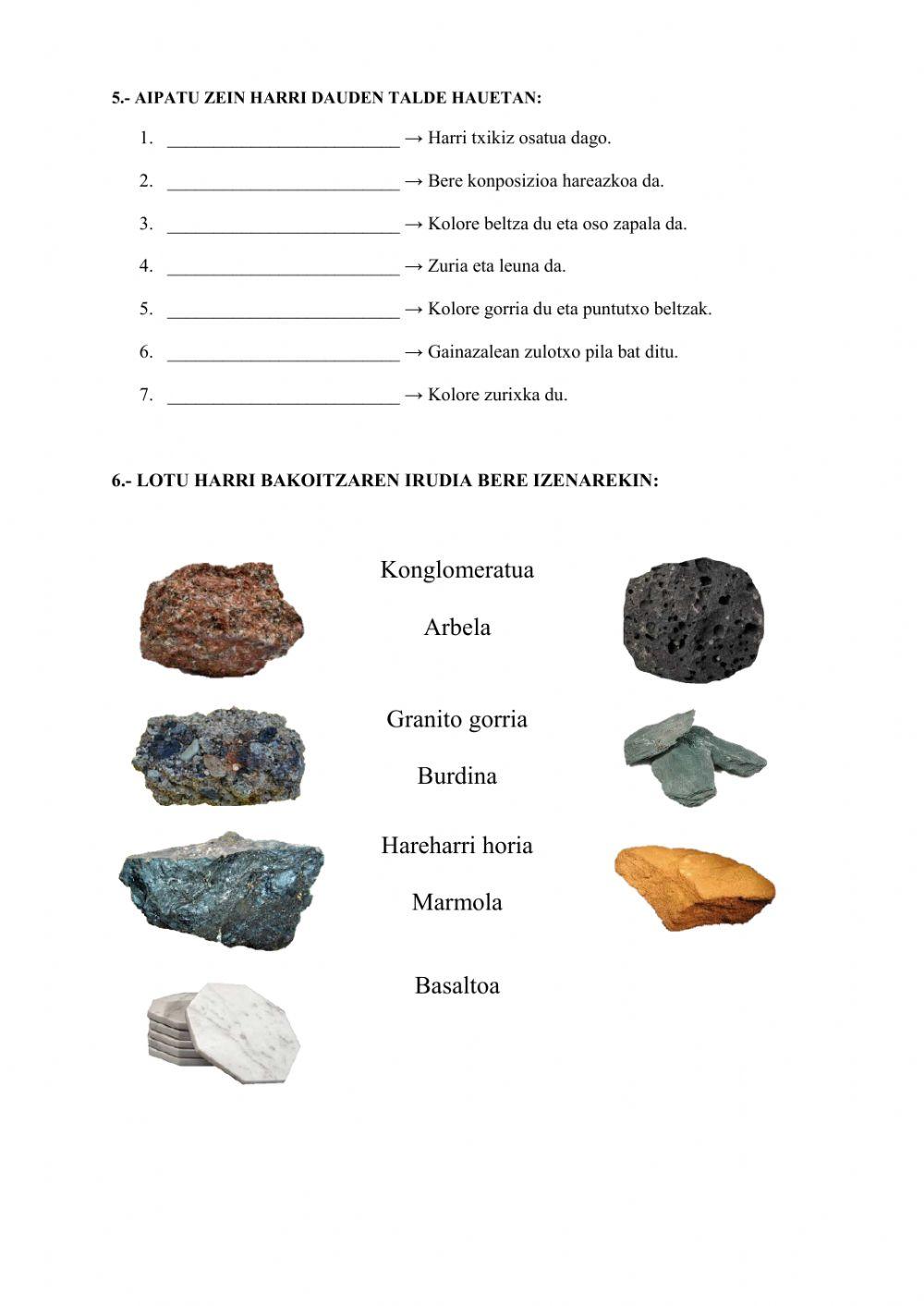 Geosfera, mineralak eta harriak