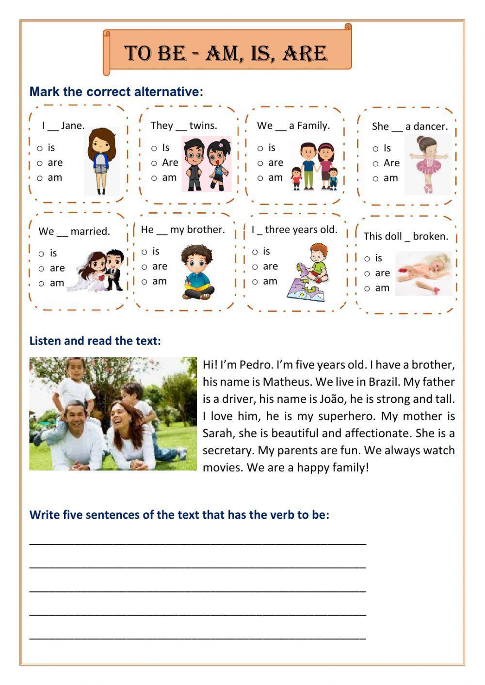 Verb to be - am, is, are