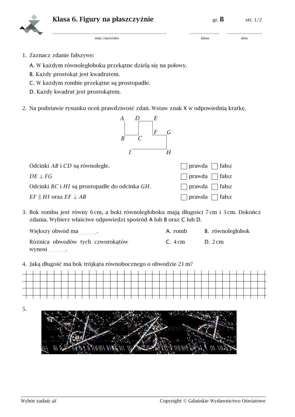 Klasa 6 Figury Na Płaszczyźnie Figury na płaszczyźnie klasa 6 online exercise for | Live Worksheets