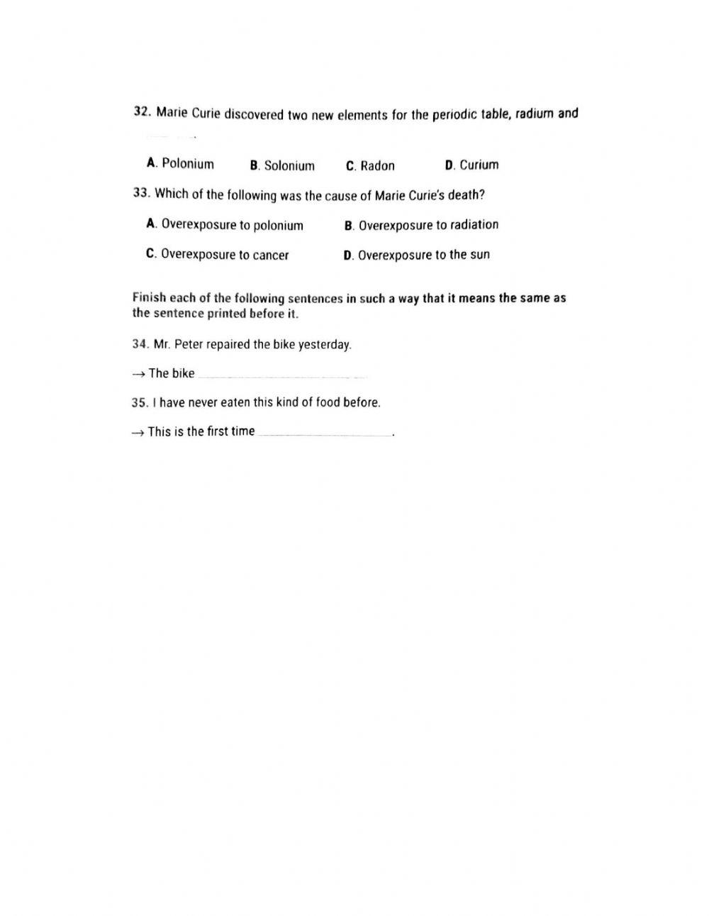 Lớp 10 - Kiểm tra giữa kỳ 1