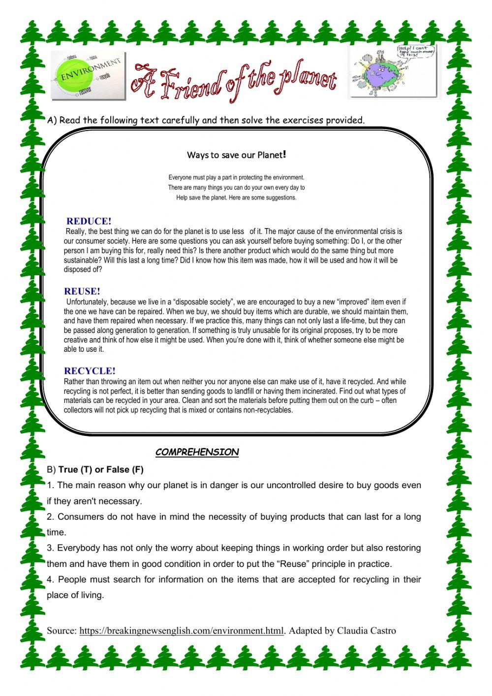 A FRIEND OF THE PLANET-THE RECYCLING PRINCIPLES