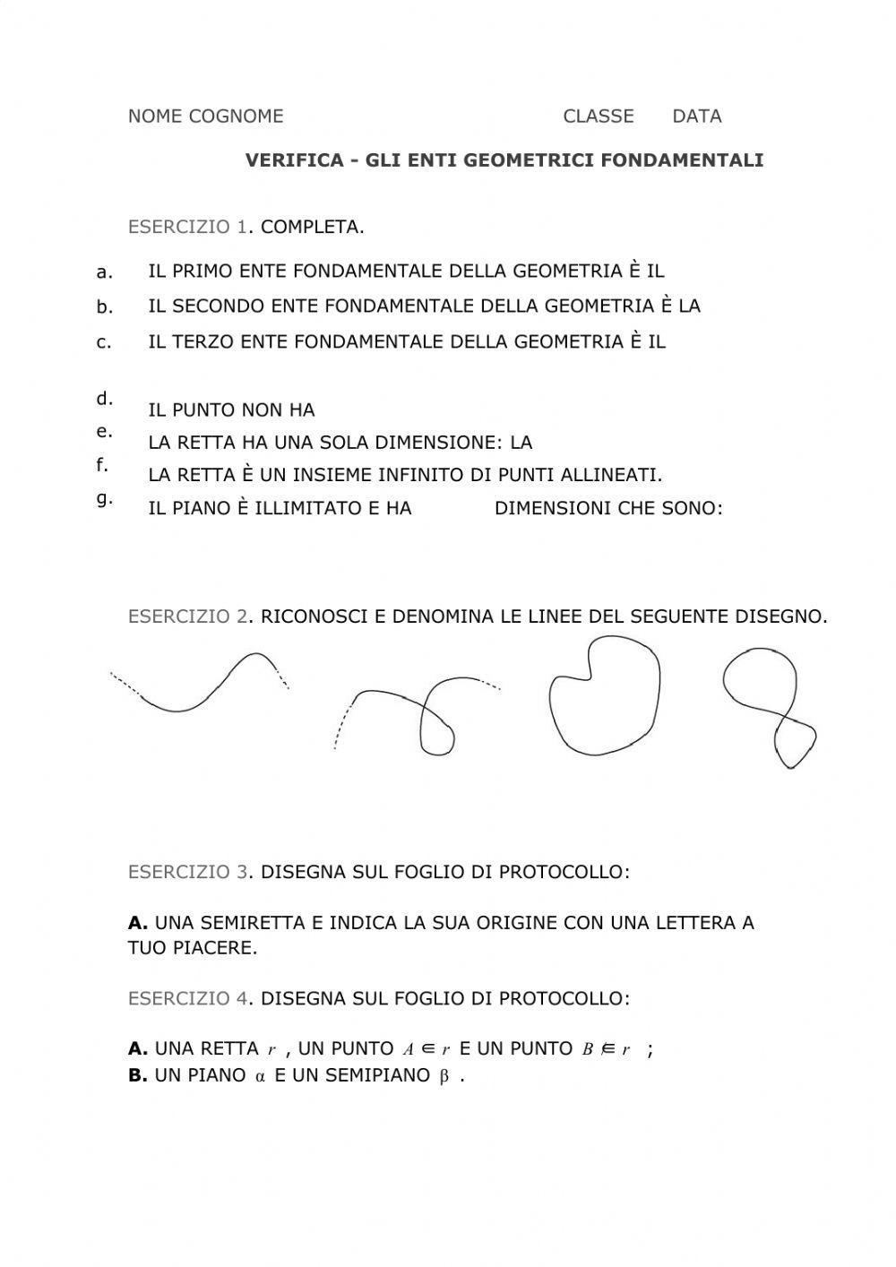 Enti fondamentali della geometria