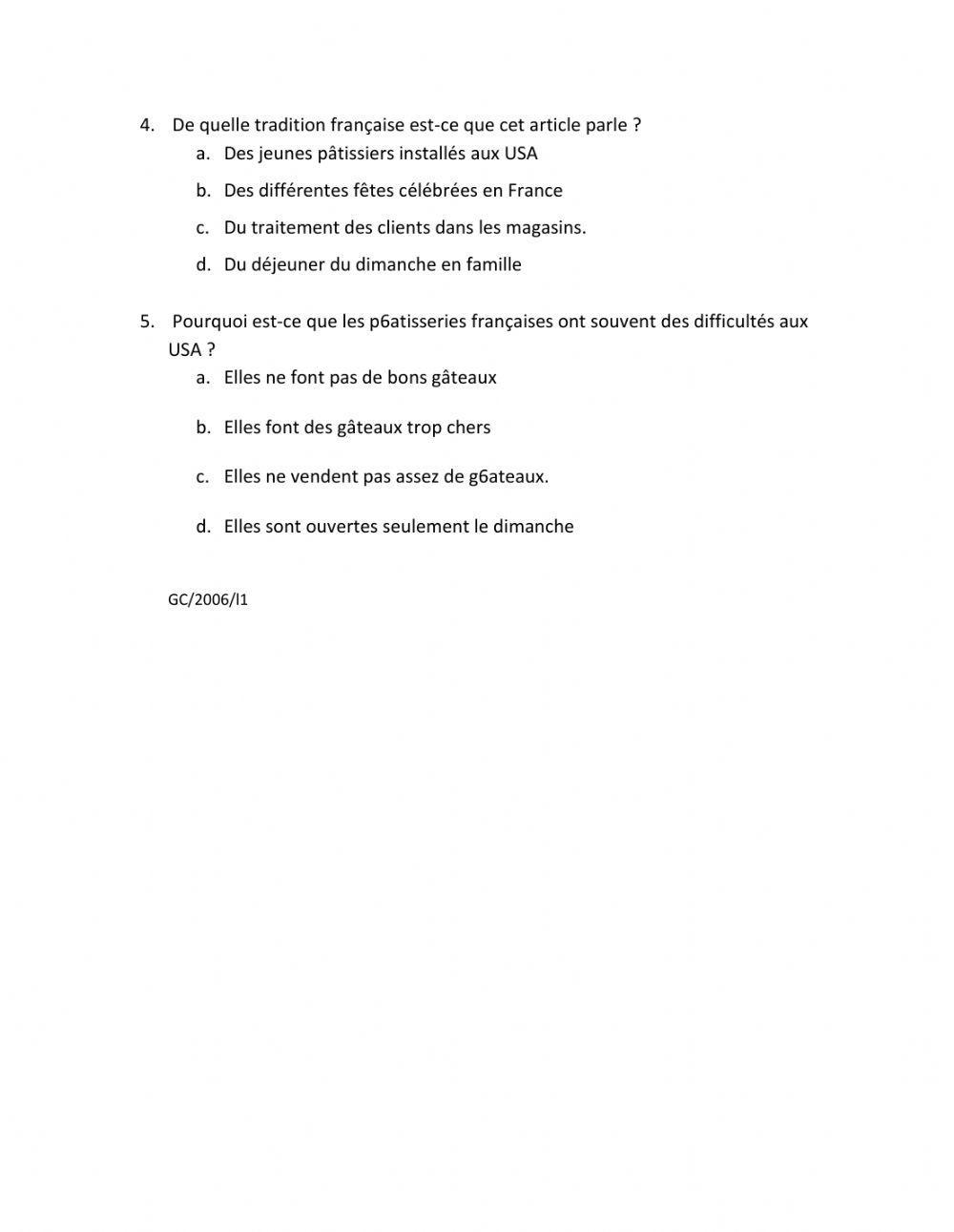 La Pâtisserie Française - lecture