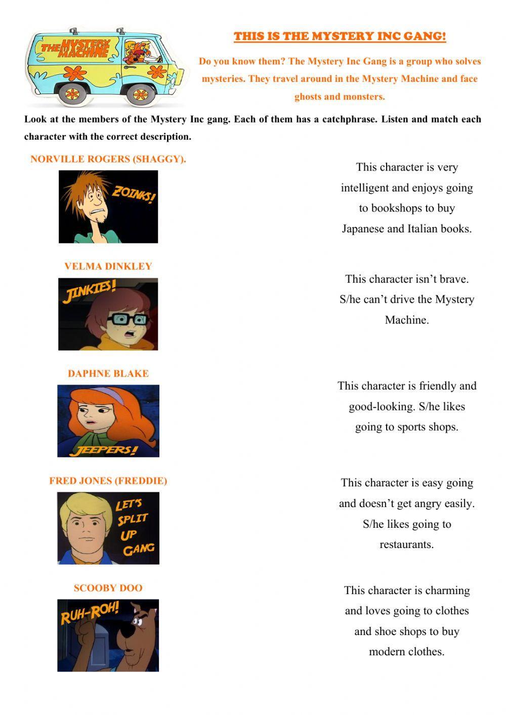 Describing people (personality) - The Mystery Inc Gang