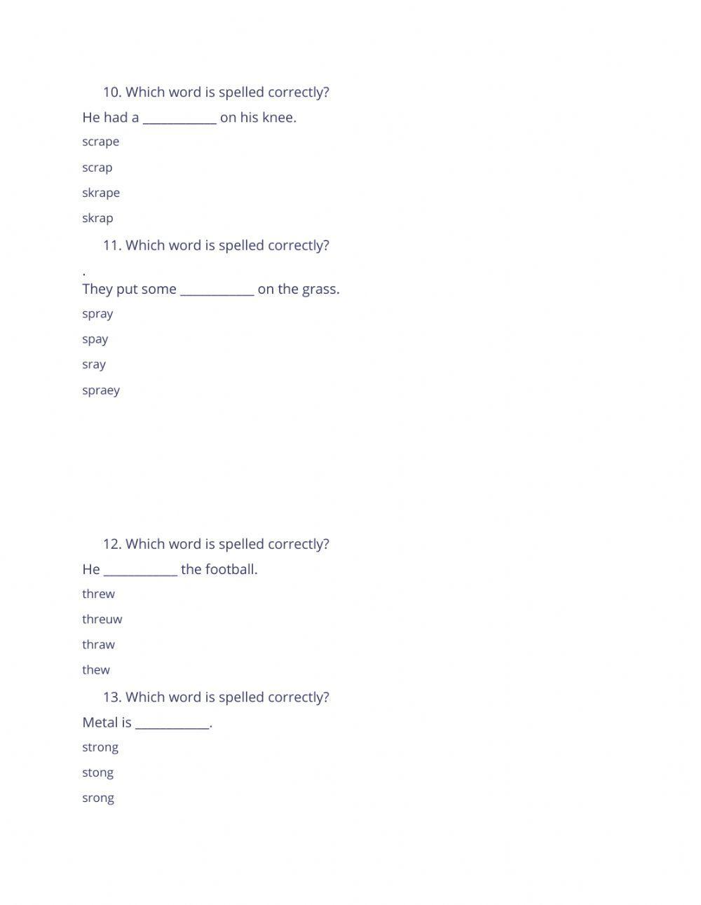 Week 7 Spelling Test