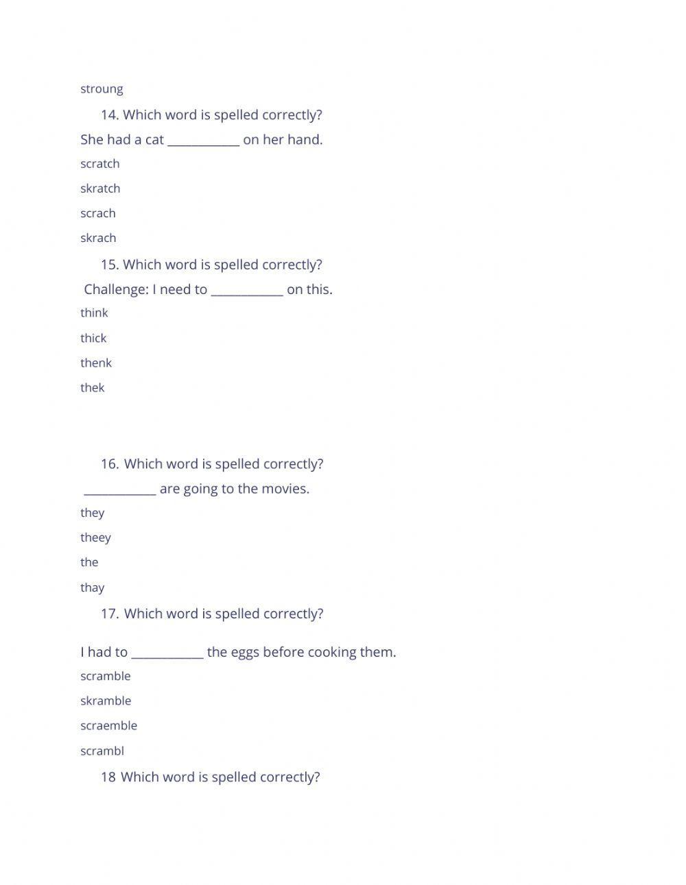 Week 7 Spelling Test