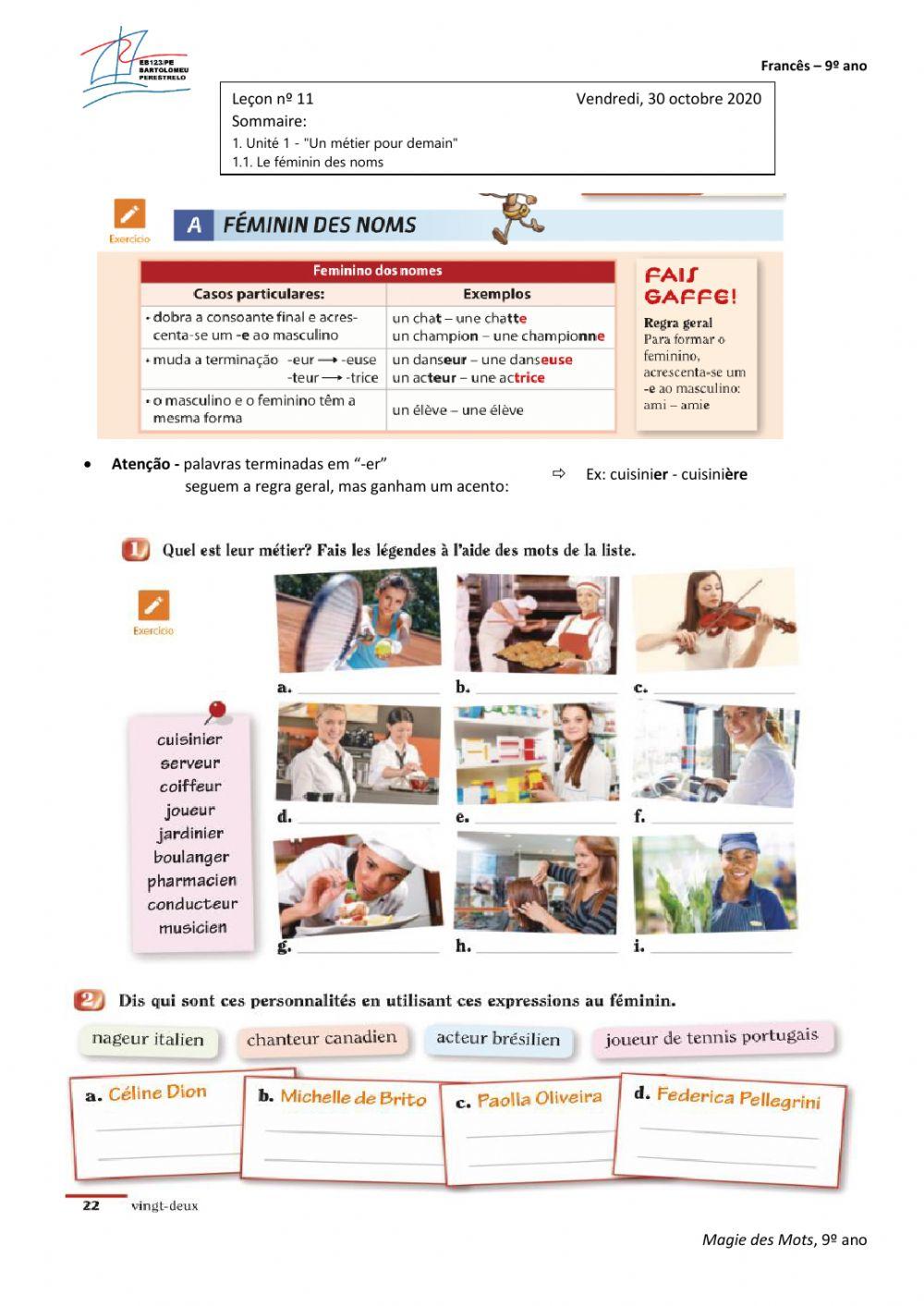 Le féminin des noms