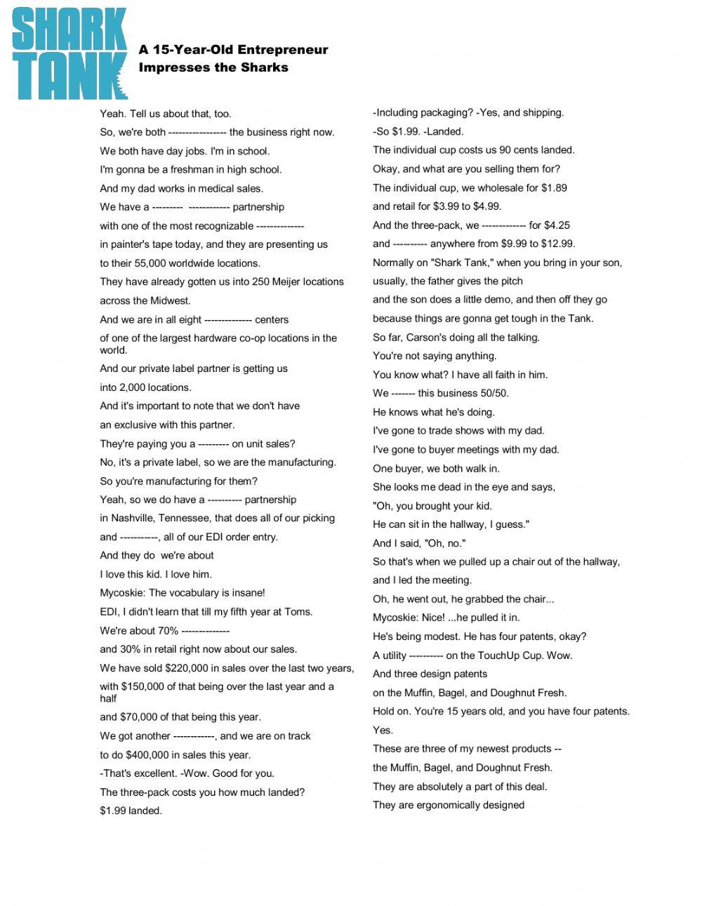 A 15-Year-Old Entrepreneur Impresses the Sharks