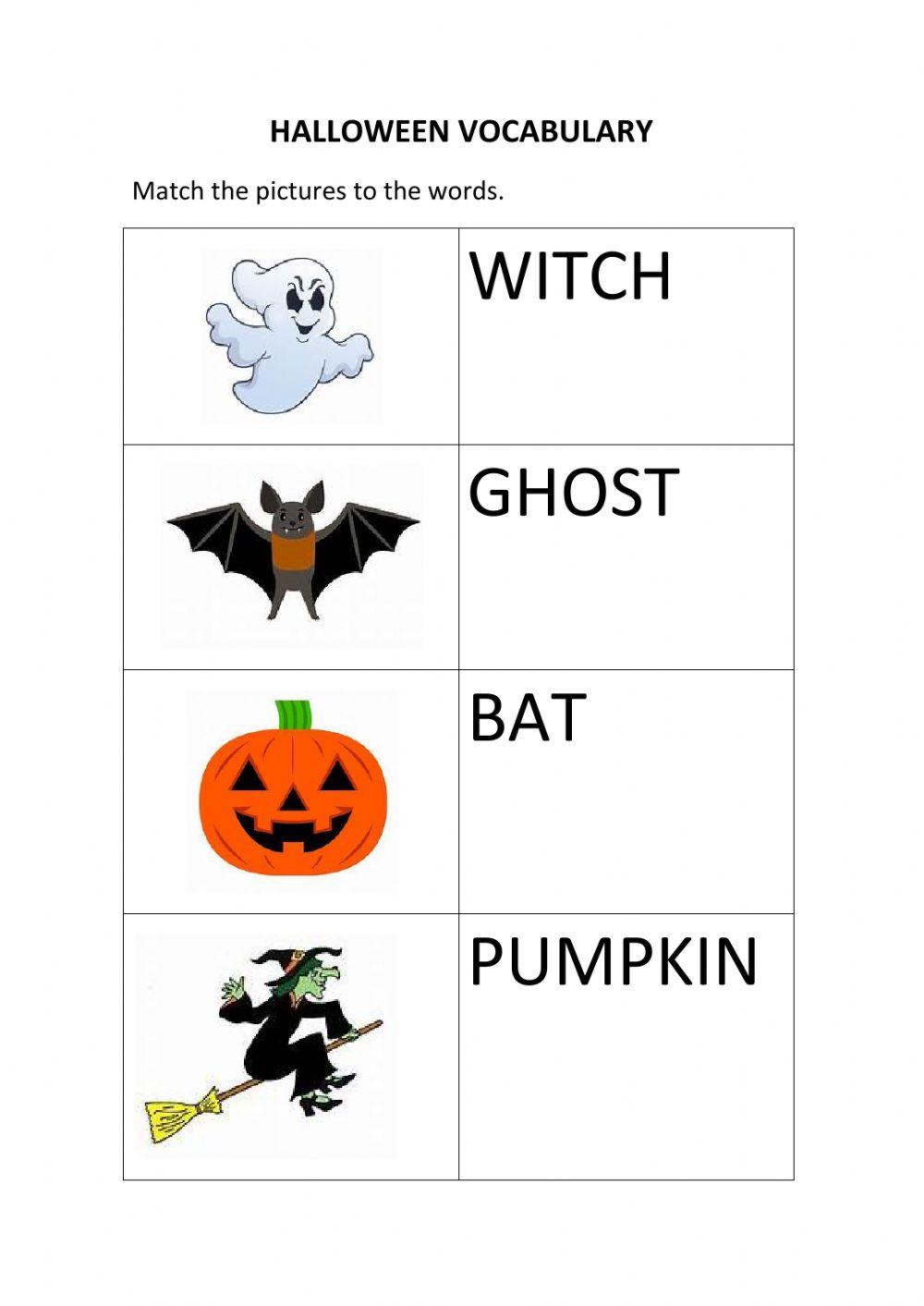Halloween vocabulary matching Halloween vocabulary matching