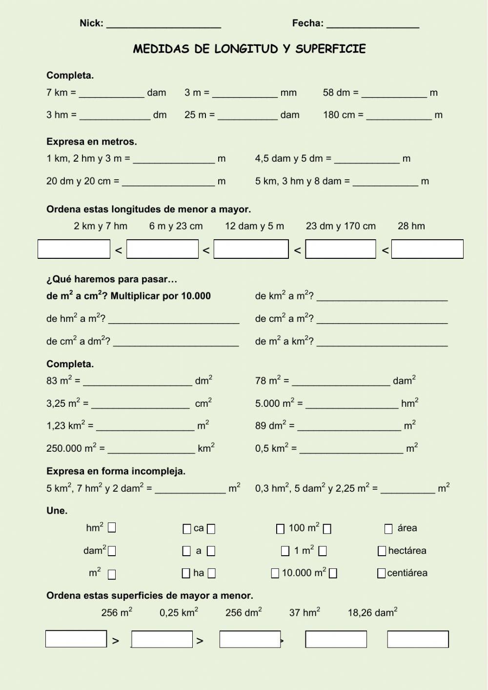 Longitud y superficie