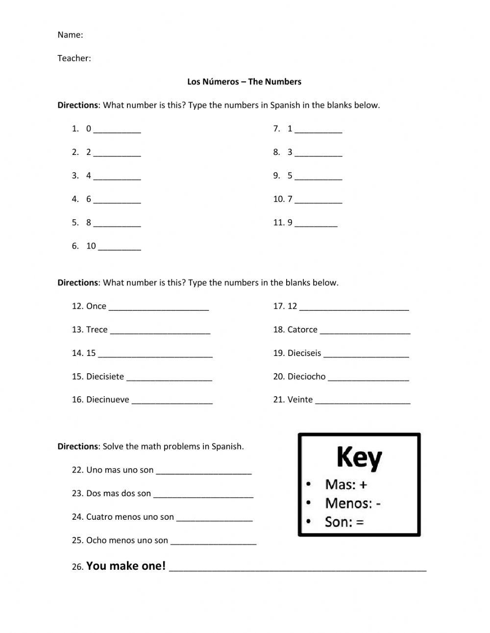 Los Números Practice worksheet | Live Worksheets los-n-meros-practice-worksheet-live-worksheets