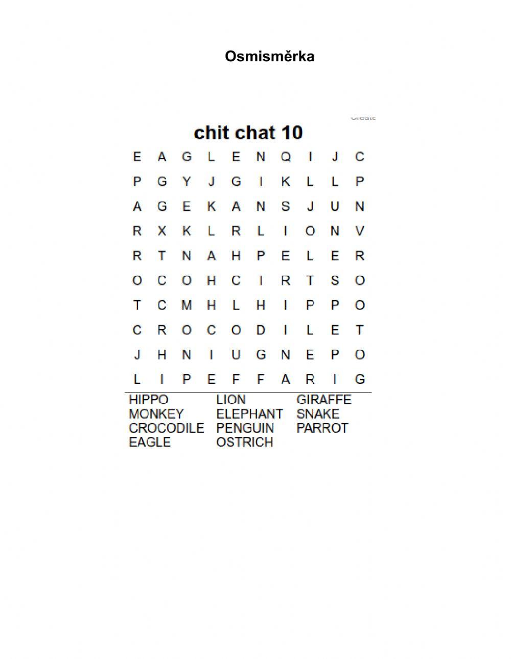 Animal safari wordsearch