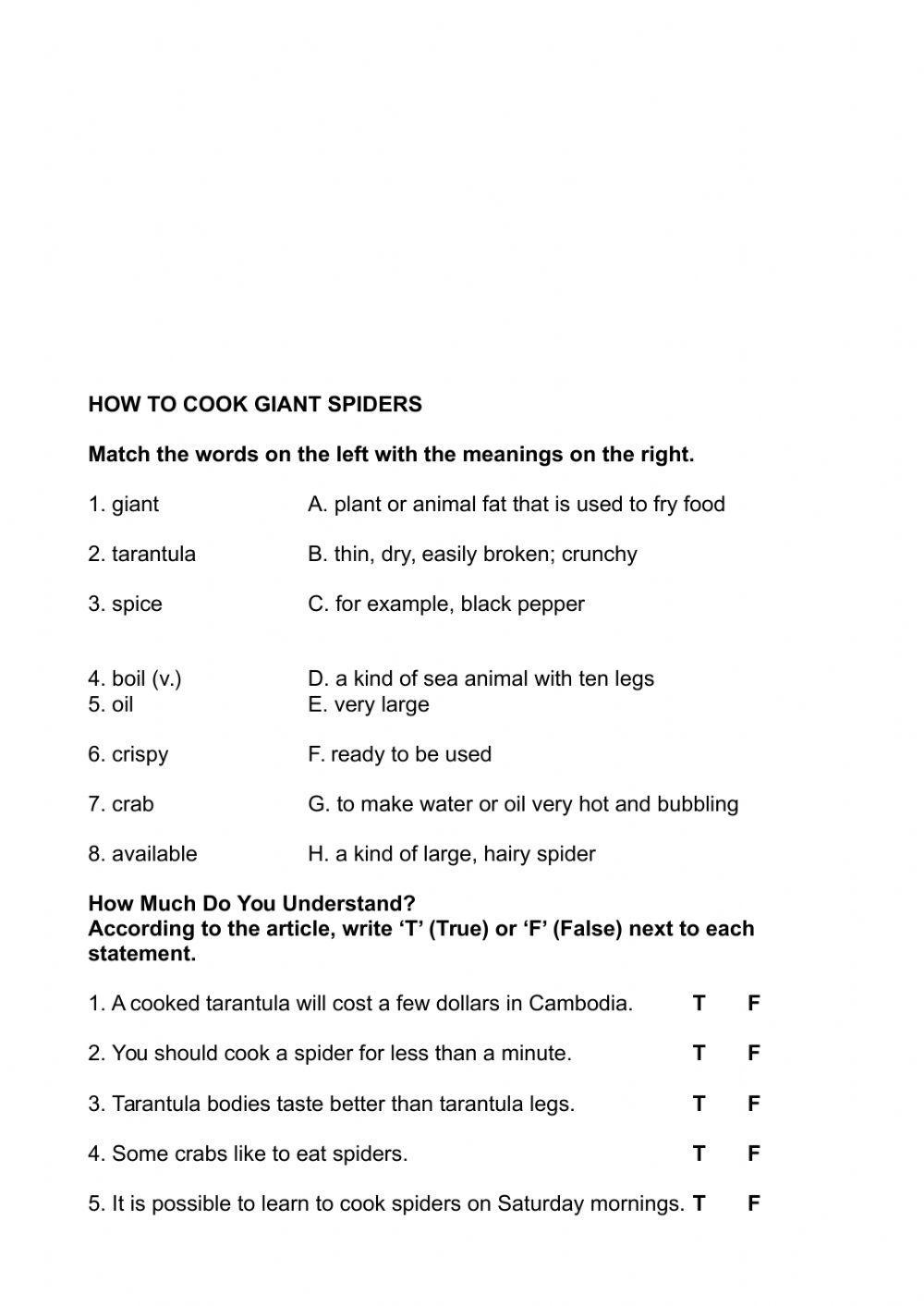 How to cook giant spiders