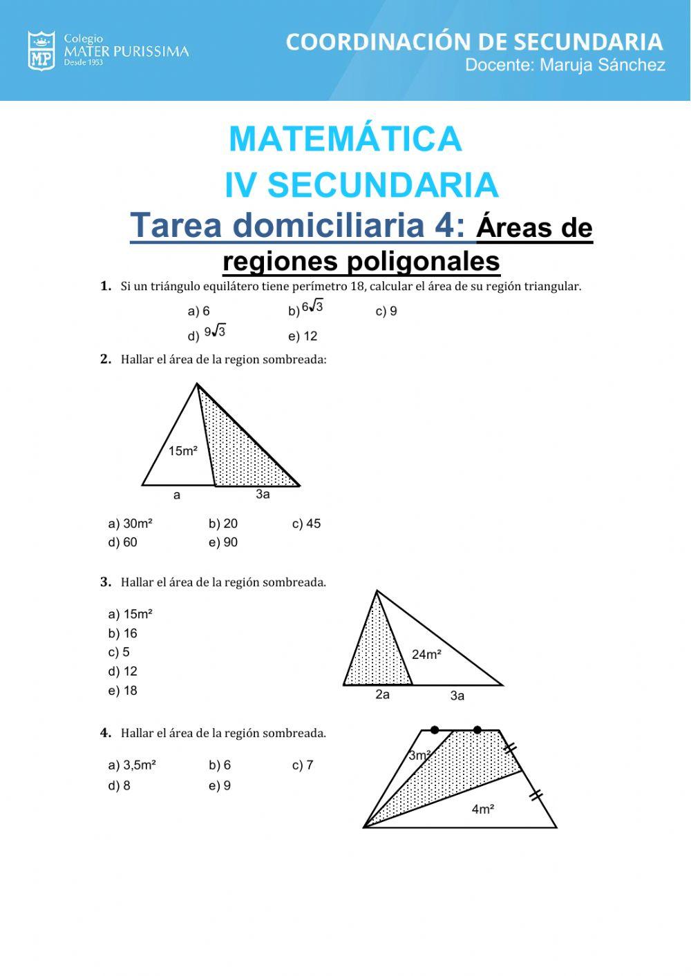 Areas de regiones poligonales