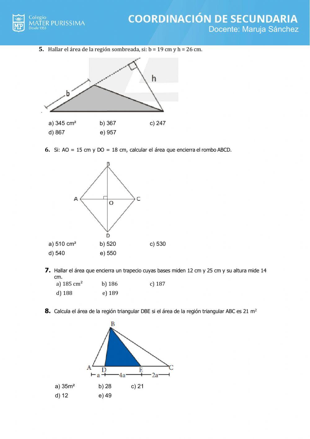 Areas de regiones poligonales
