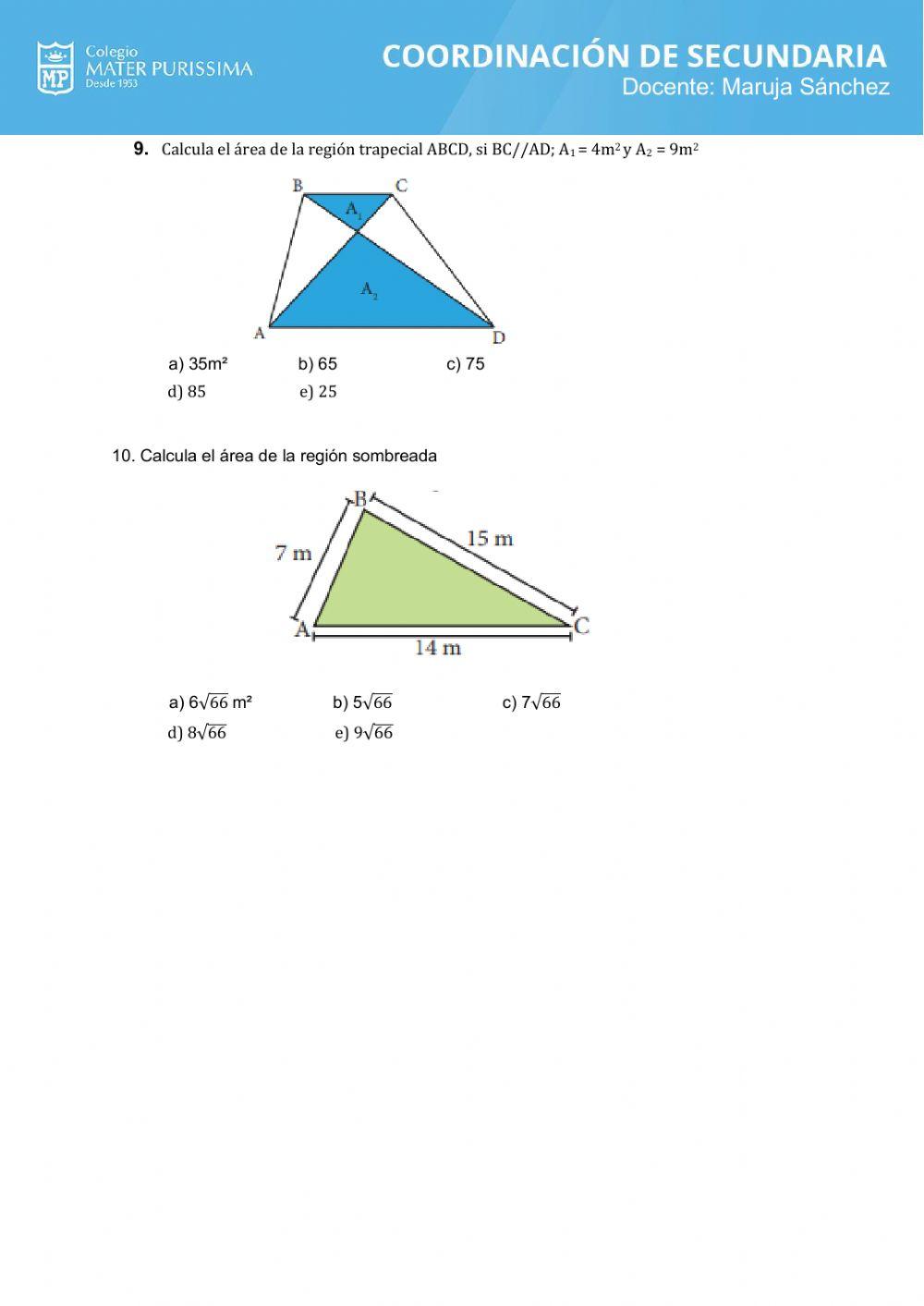 Areas de regiones poligonales