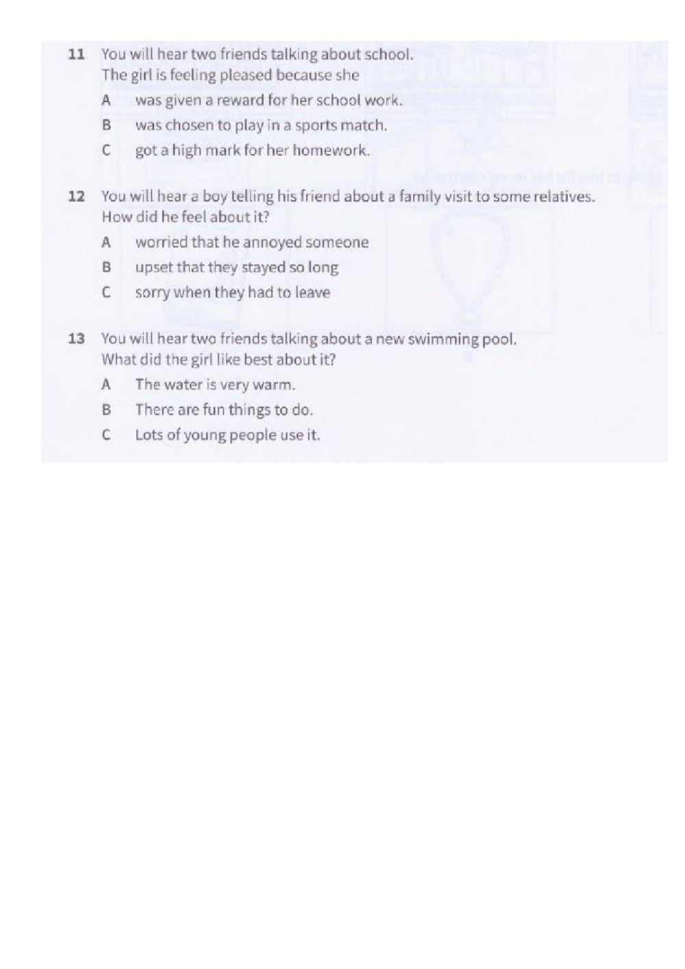 PET LISTENING EXAM 4