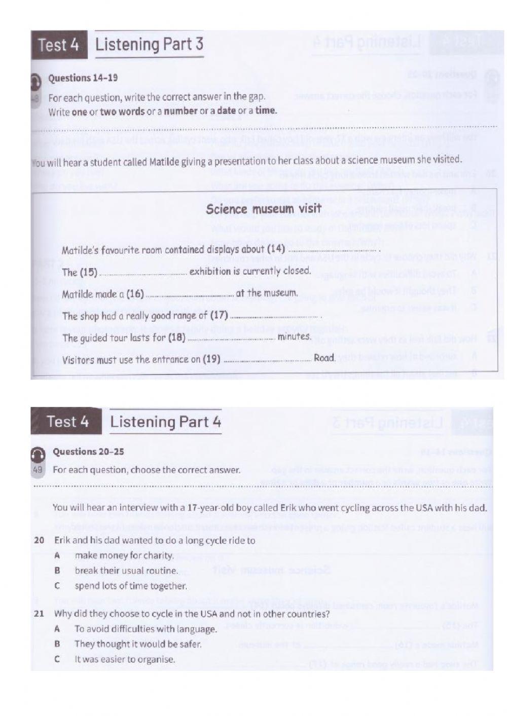 PET LISTENING EXAM 4