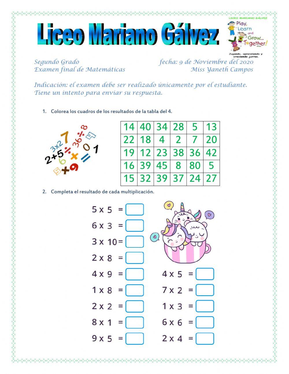 Tablas de multiplicar