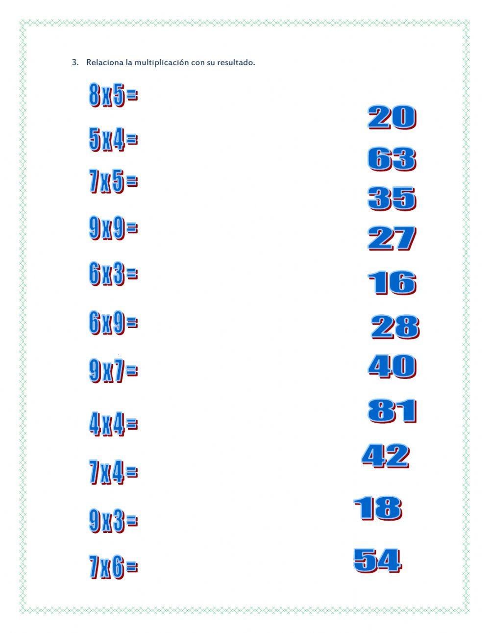 Tablas de multiplicar