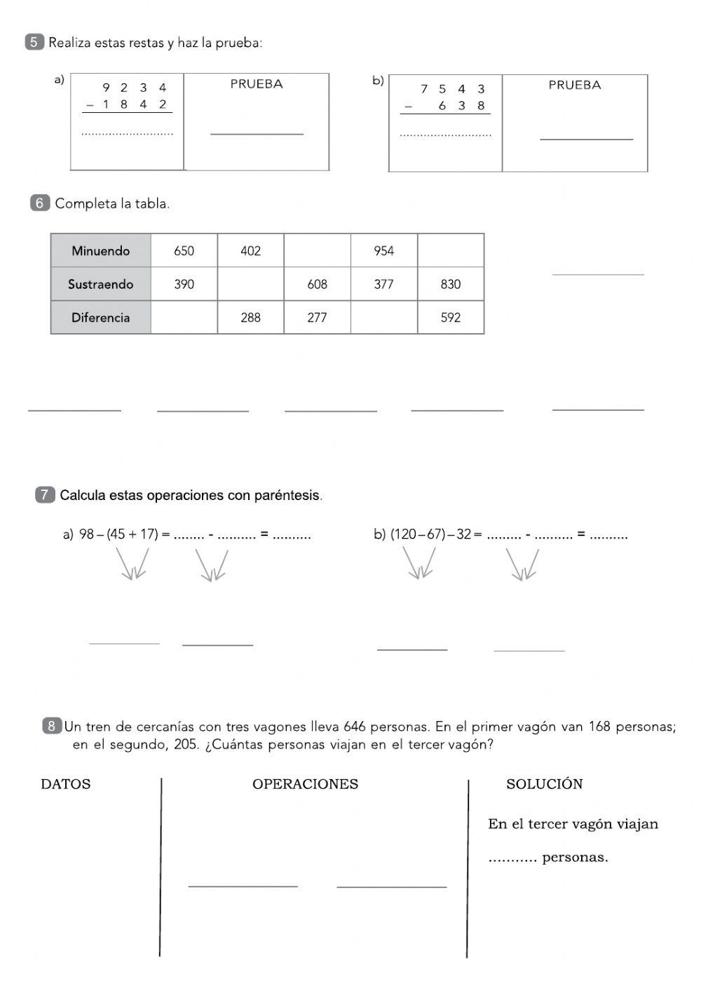 Sumas y restas con llevadas