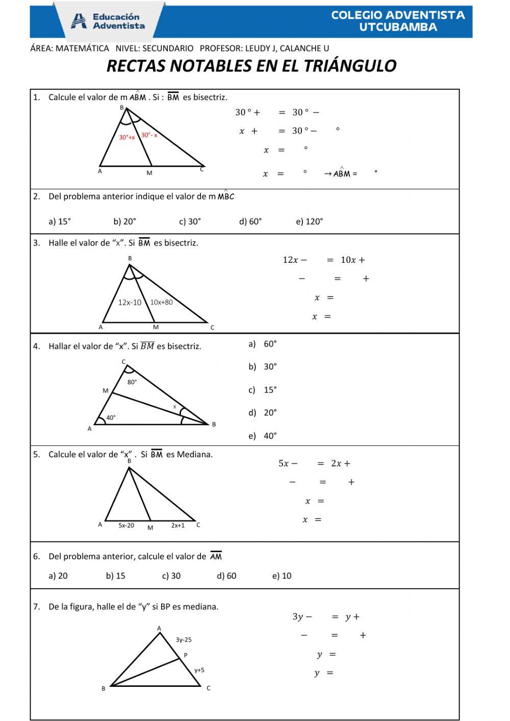 RECTAS NOTABLES EN EL TRIÁNGULO